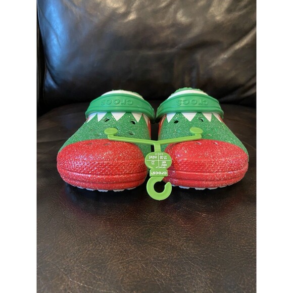 NWT Crocs Classic Lined Holiday Christmas Elf Fur Lined Clogs Shoes Size M5/W7 - Picture 2 of 6